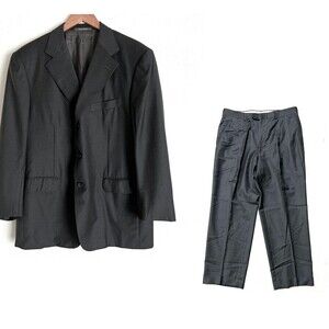 Ermengildo Zegna Mens Three Button Suit Size 44 Dark Grey